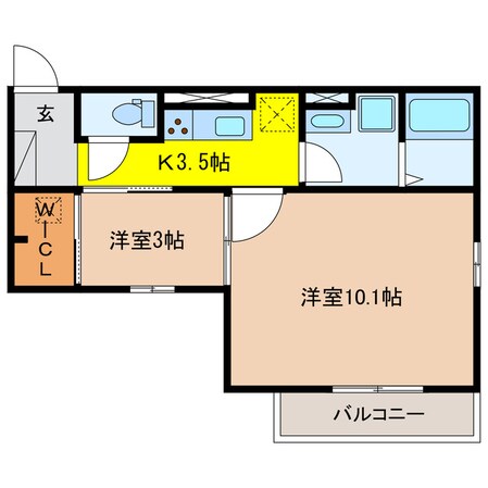 プラティーク安良田の物件間取画像